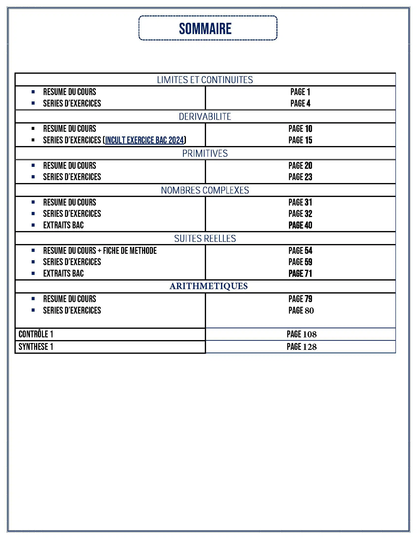 MATHEMATIQUES - 1ER TRIMESTRE - BAC SC.INFO
