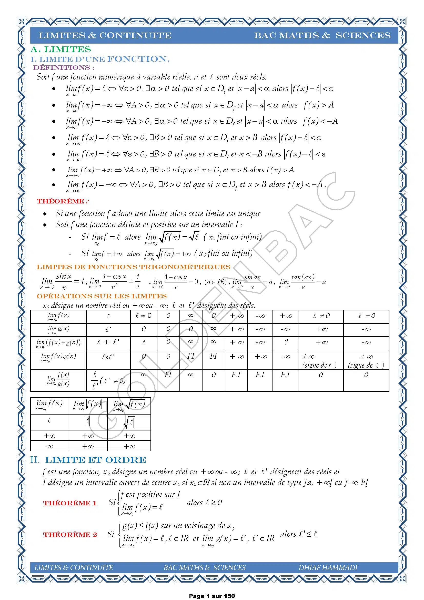 MATHEMATIQUES - 1ER TRIMESTRE - BAC SC.INFO