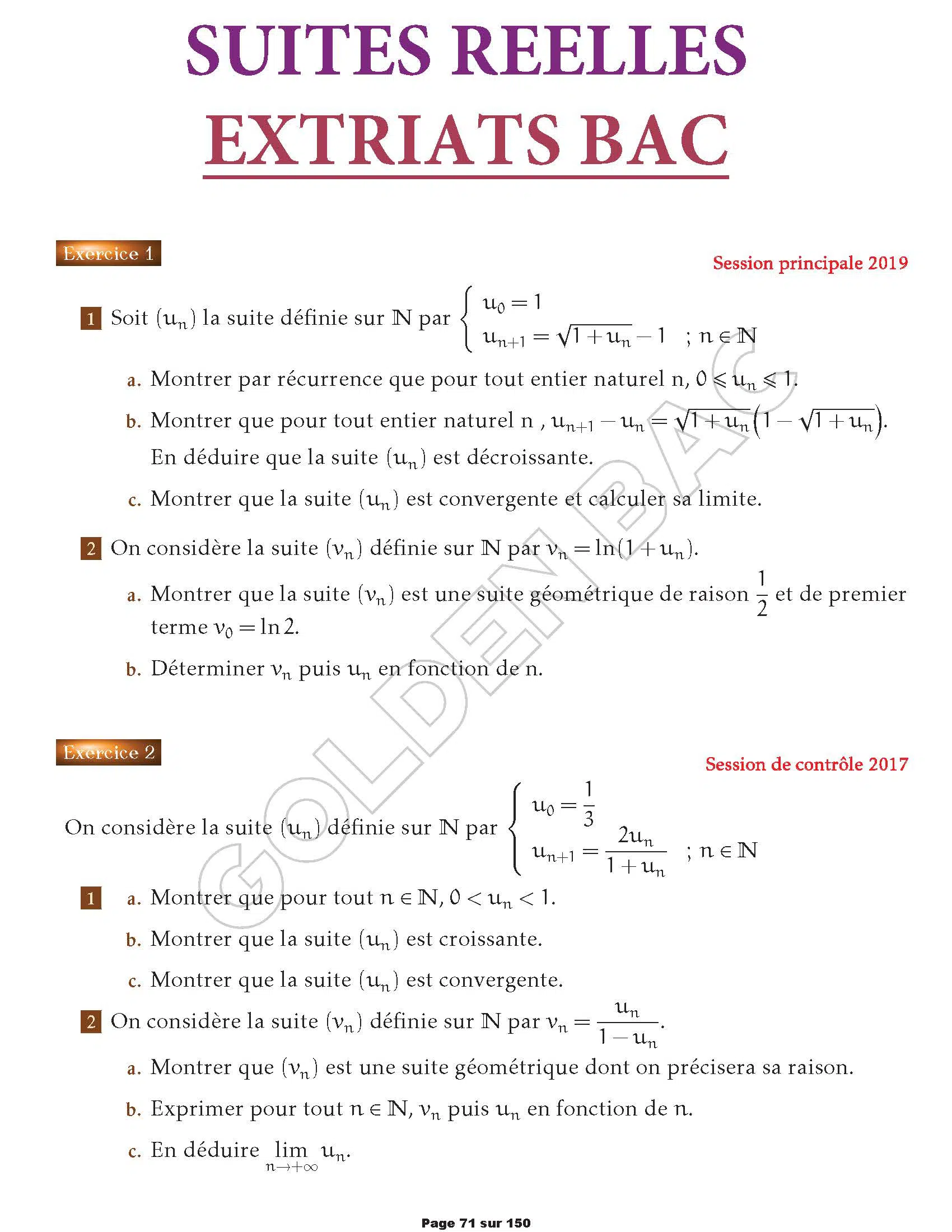 MATHEMATIQUES - 1ER TRIMESTRE - BAC SC.INFO