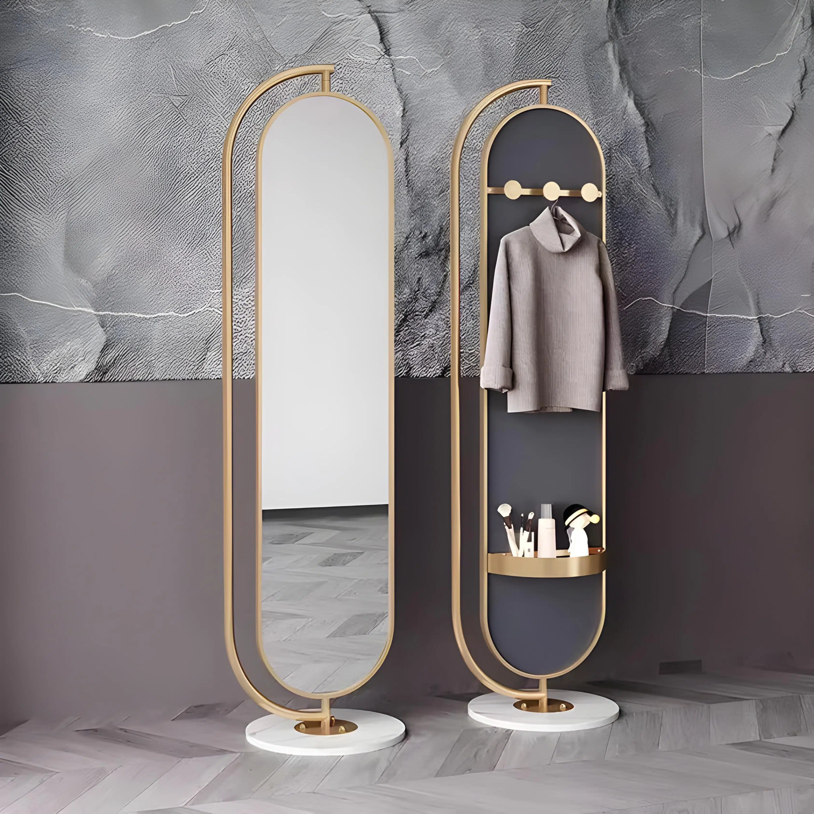 Miroir Sur Pied Dore ALVANA