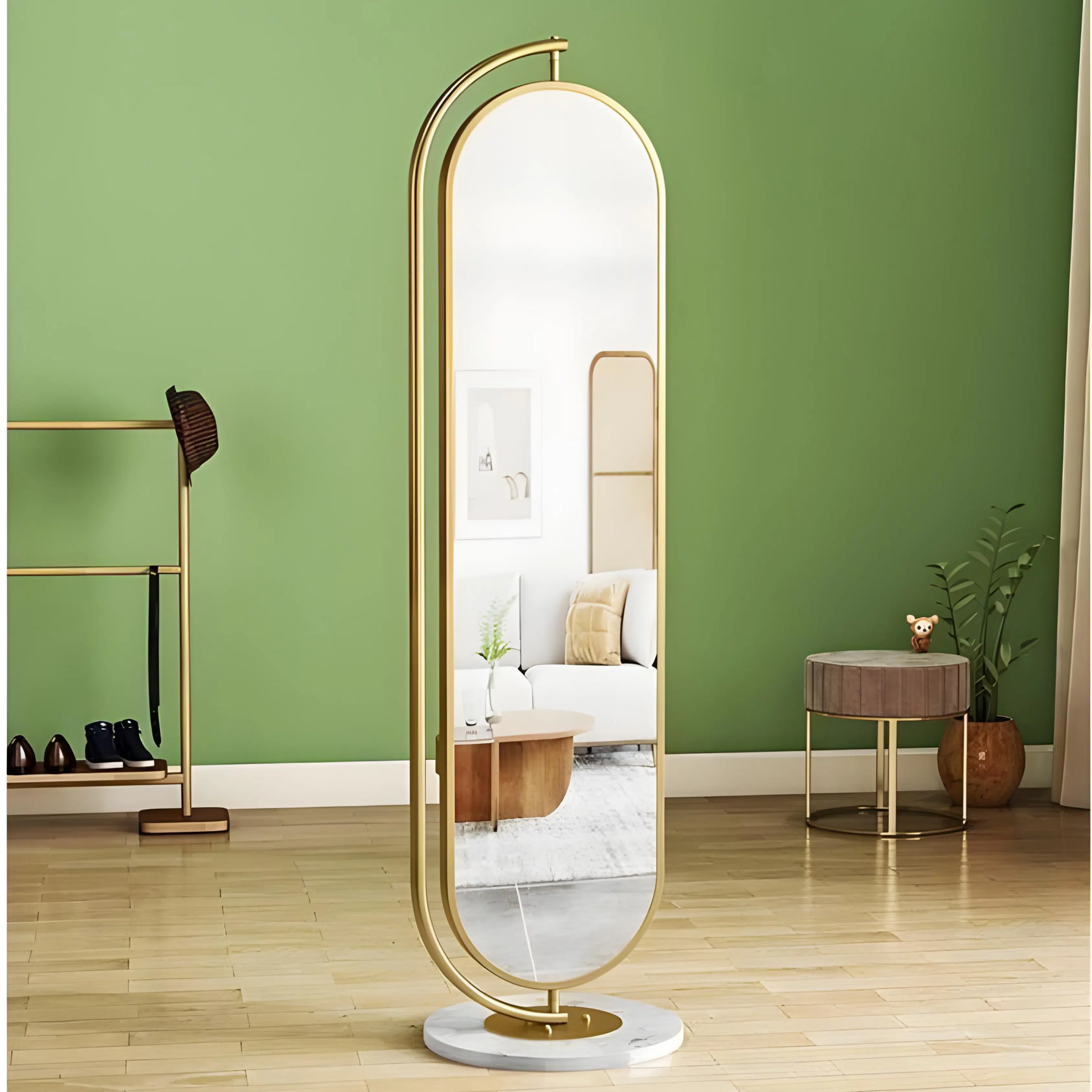 Miroir Sur Pied Dore ALVANA