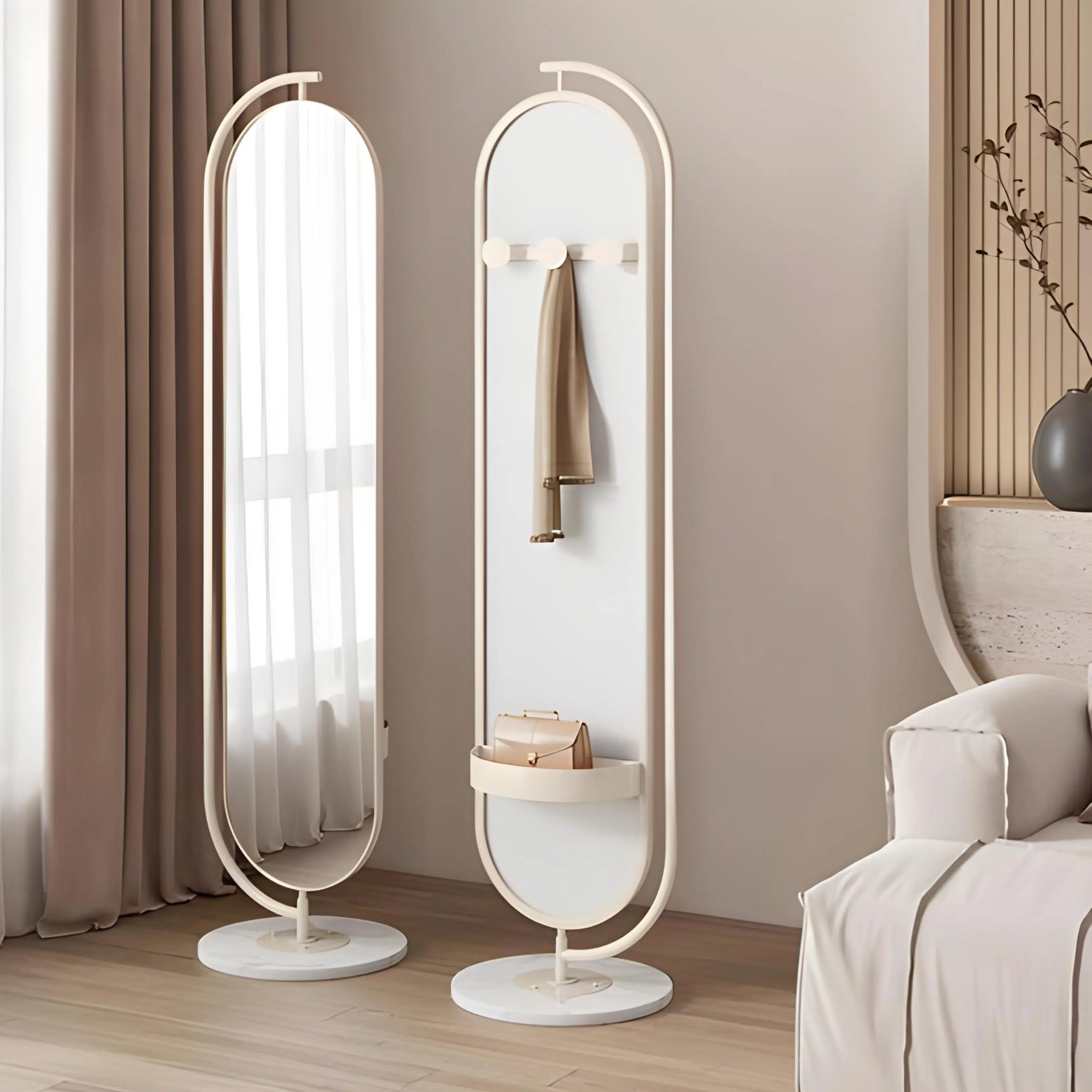 Miroir Sur Pied Blanc ALVANA