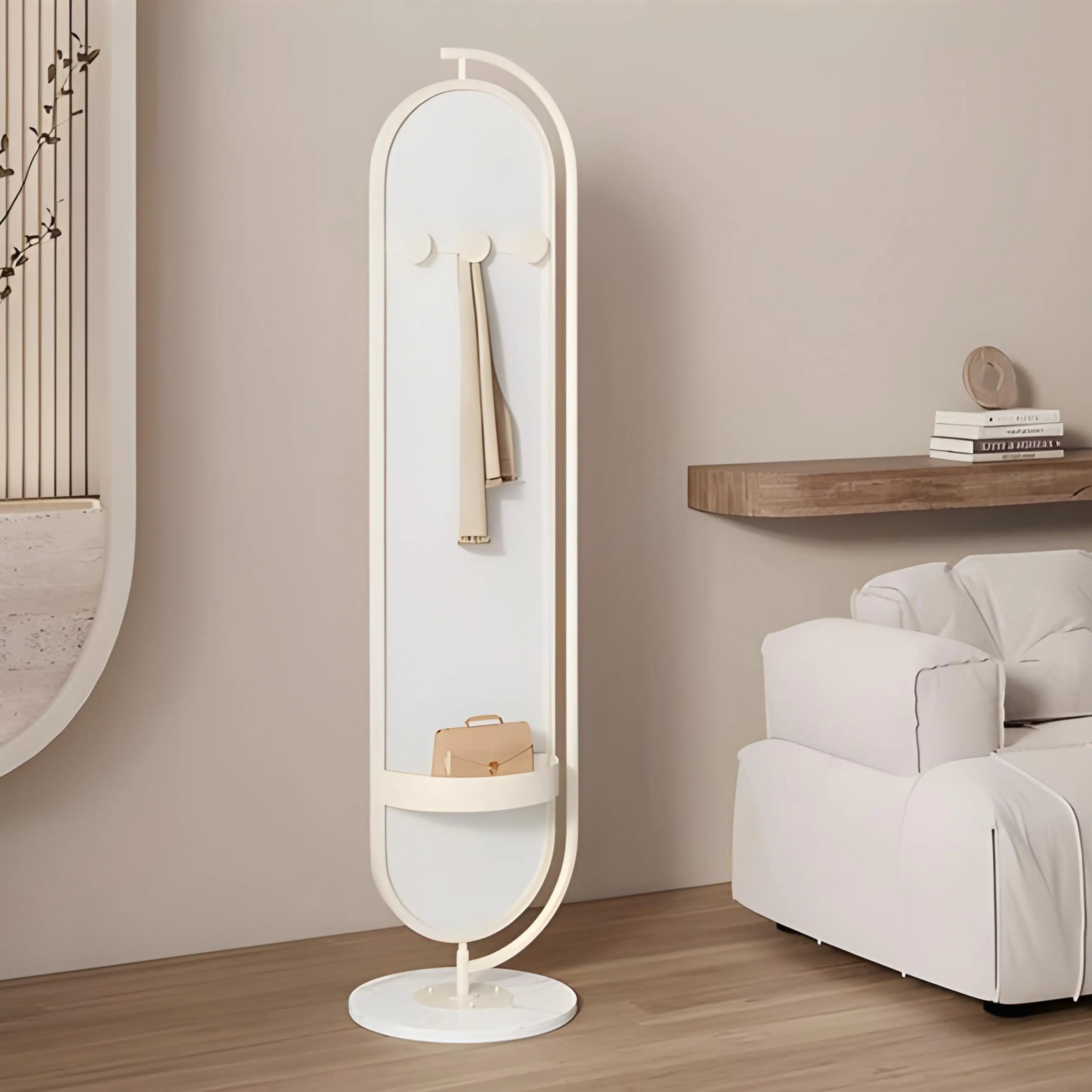 Miroir Sur Pied Blanc ALVANA