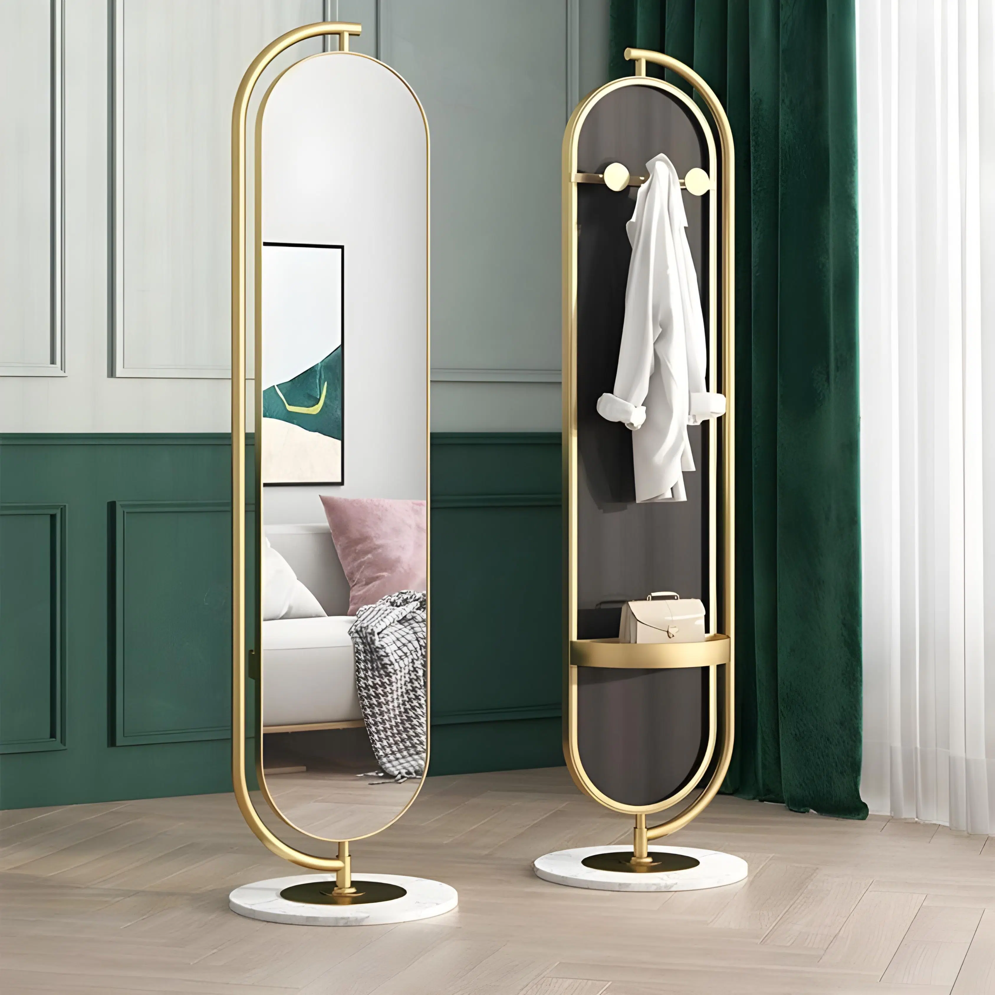 Miroir Sur Pied Dore ALVANA