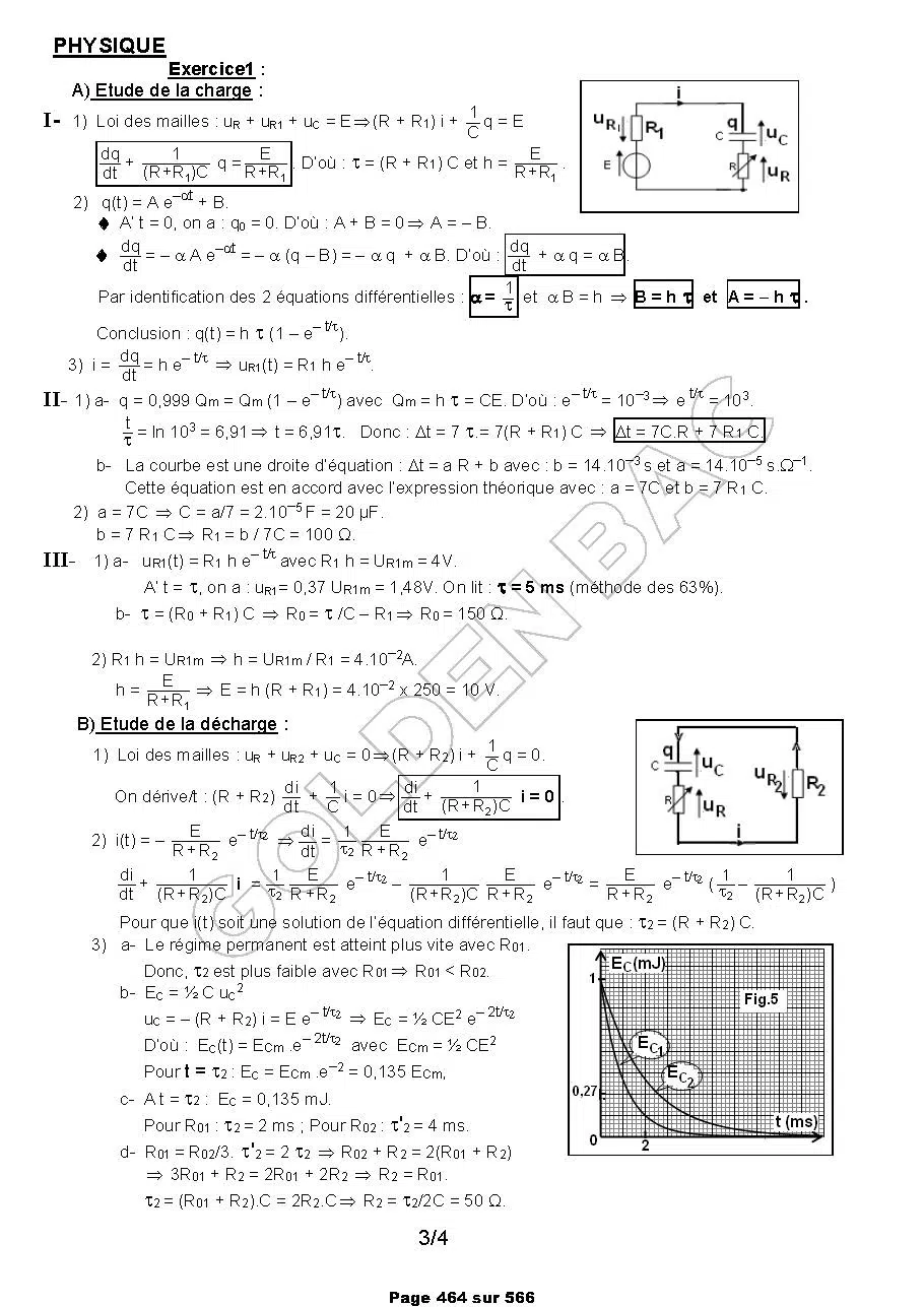 PHYSIQUE/CHIME - 1ER TRIMESTRE - BAC MATHS