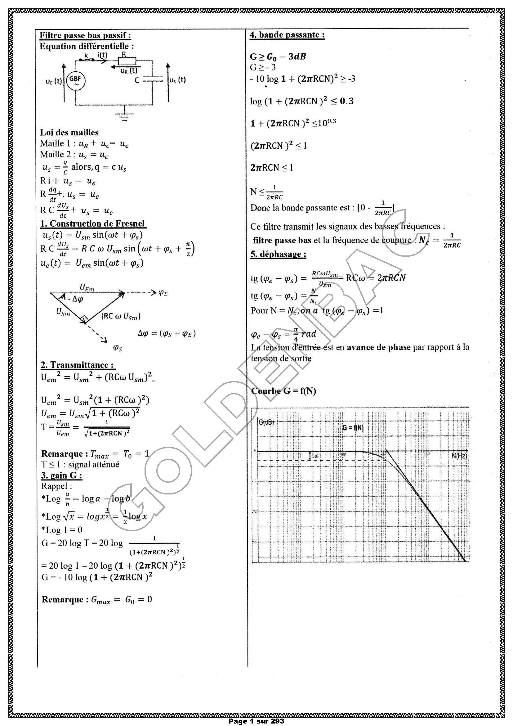 PHYSIQUE/CHIMIE - 2EME & 3EME TRIMESTRE - BAC SC.INFO