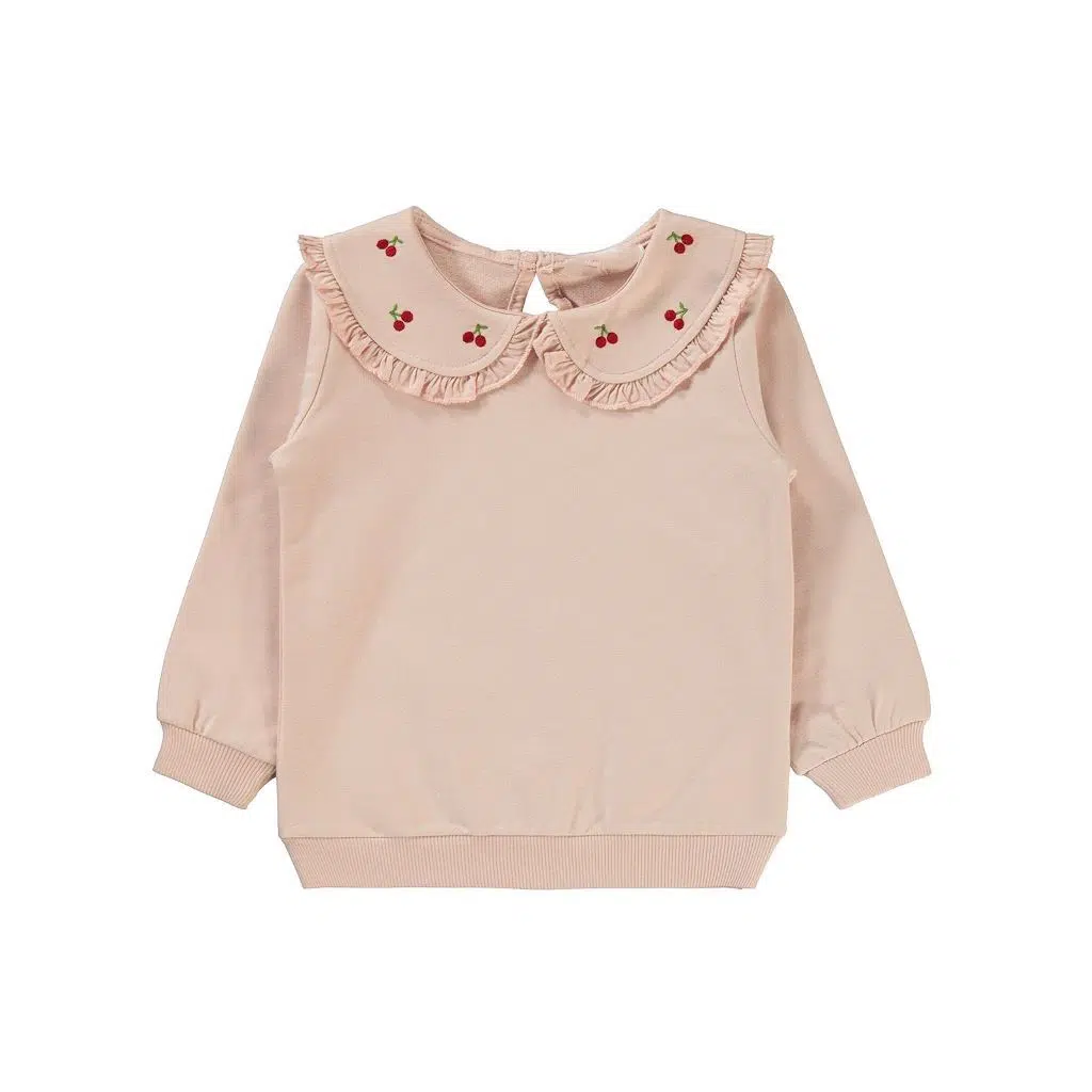 Pull Col Claudine Fille – Réf H190 – Rose-Noir (2-5 ans)