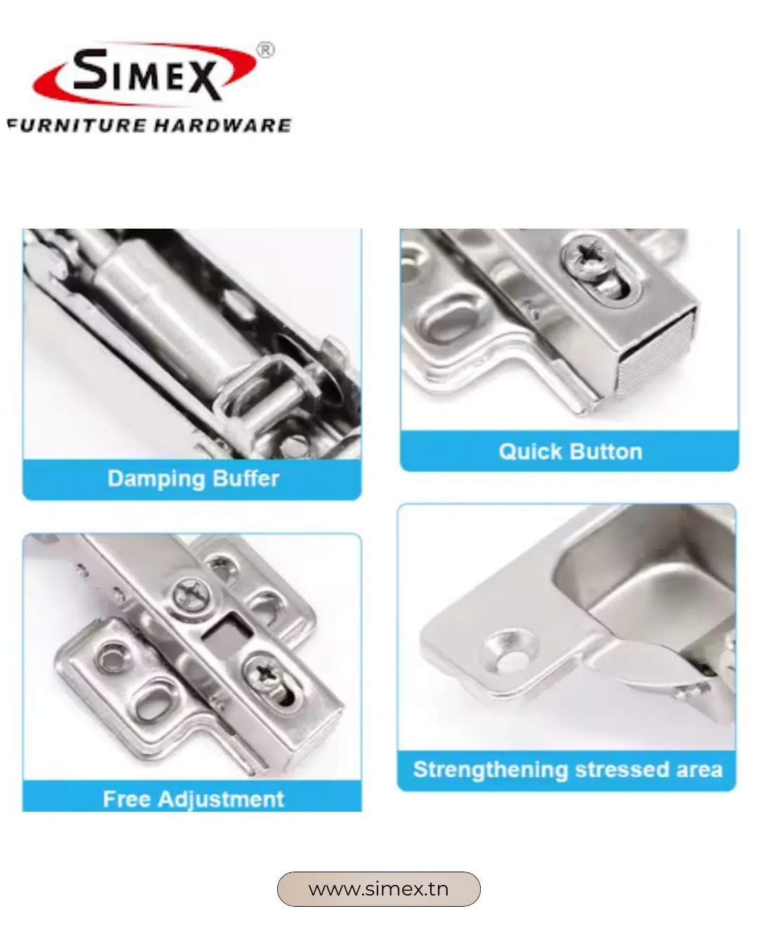 Charnière a piston 2 D 0cm 1 cm 1.5 cm 114GR 2 PCS par sachet SIMEX