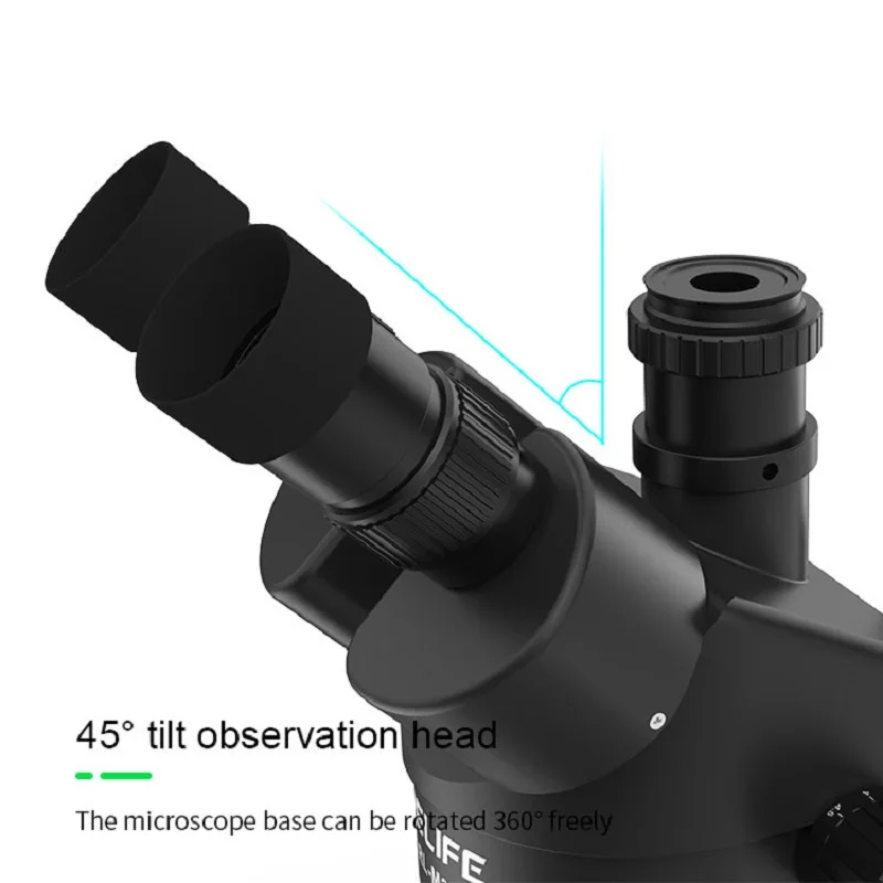 Microscope Trinoculaire 7-200x avec Zoom Continu et Oculaire WF10X/22mm - Idéal pour Soudure de Téléphones et PCB