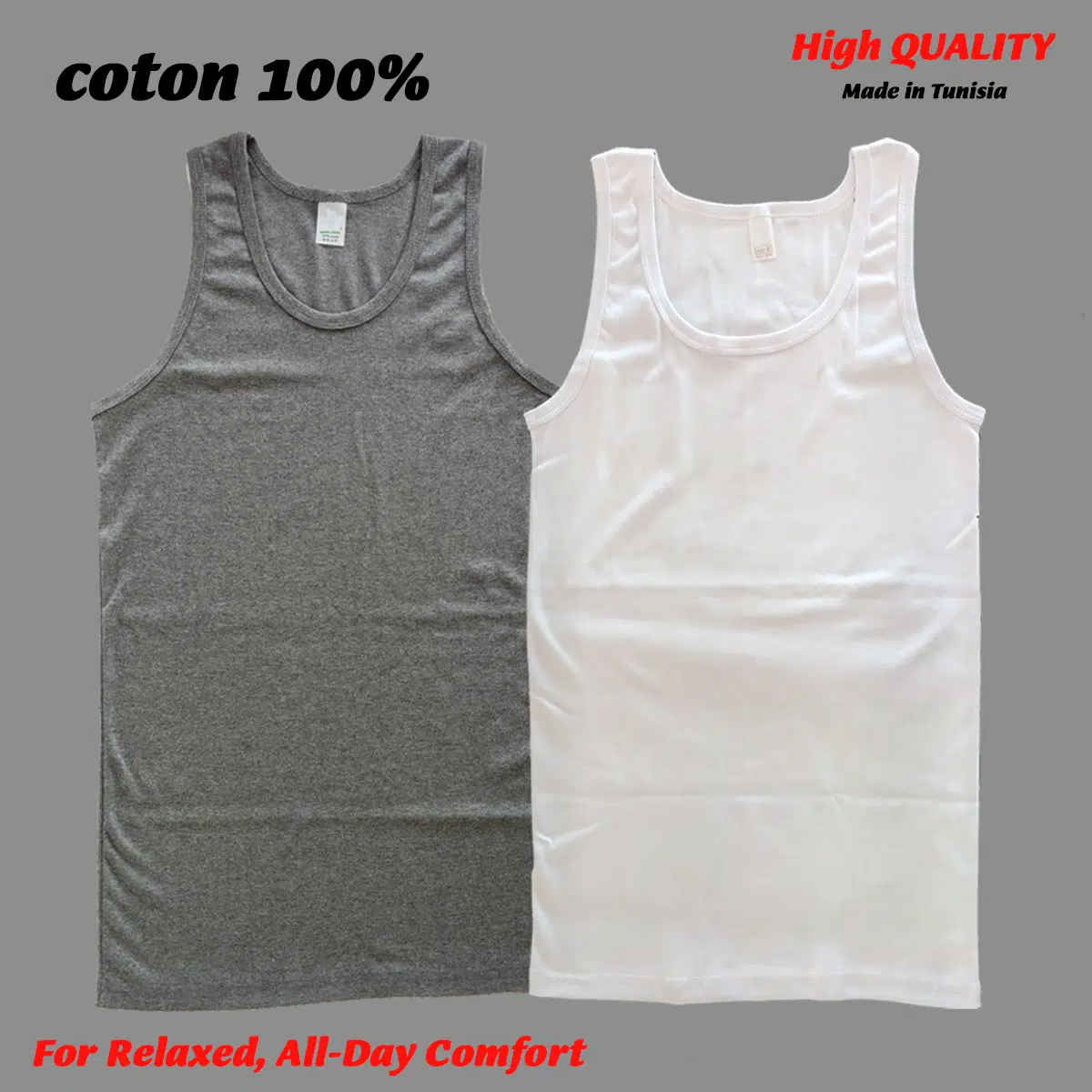 PACK 6 DEBARDEURS HOMME  BLANC ET GRIS