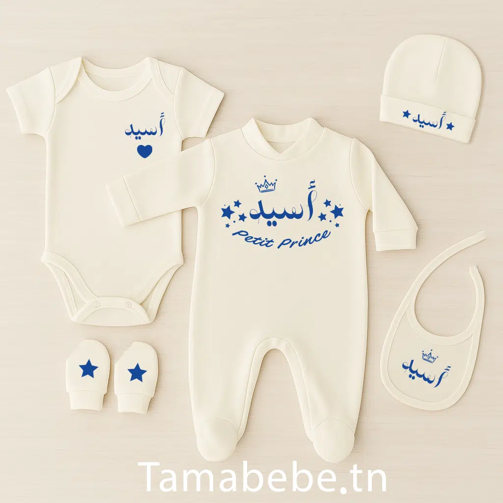 Sortie Clinique Personnalisée 5 piéces en Coton / Velours