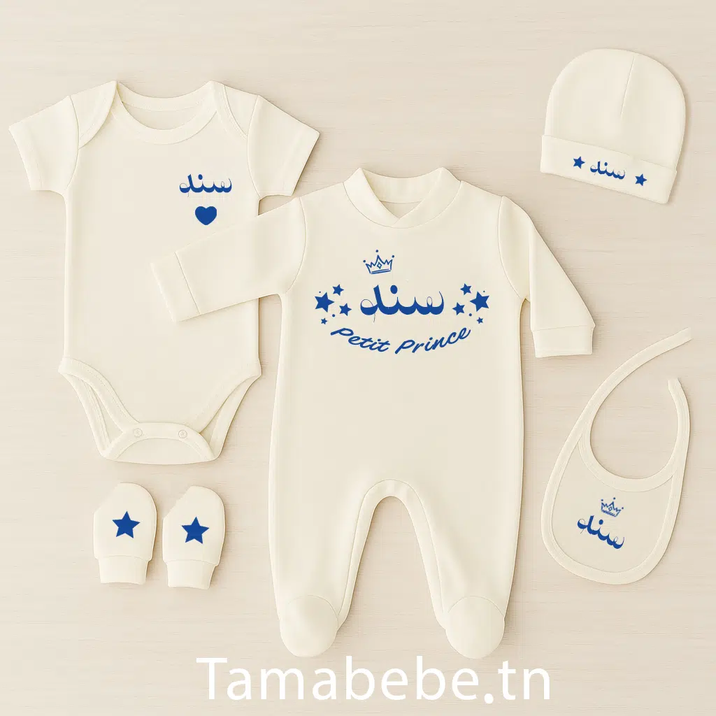 Sortie Clinique Personnalisée 5 piéces en Coton / Velours