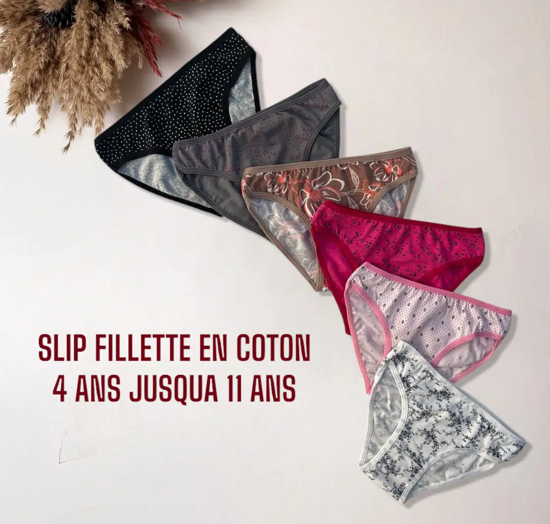 PACK 6 SLIPS COTON FILLETTES FLEURIES