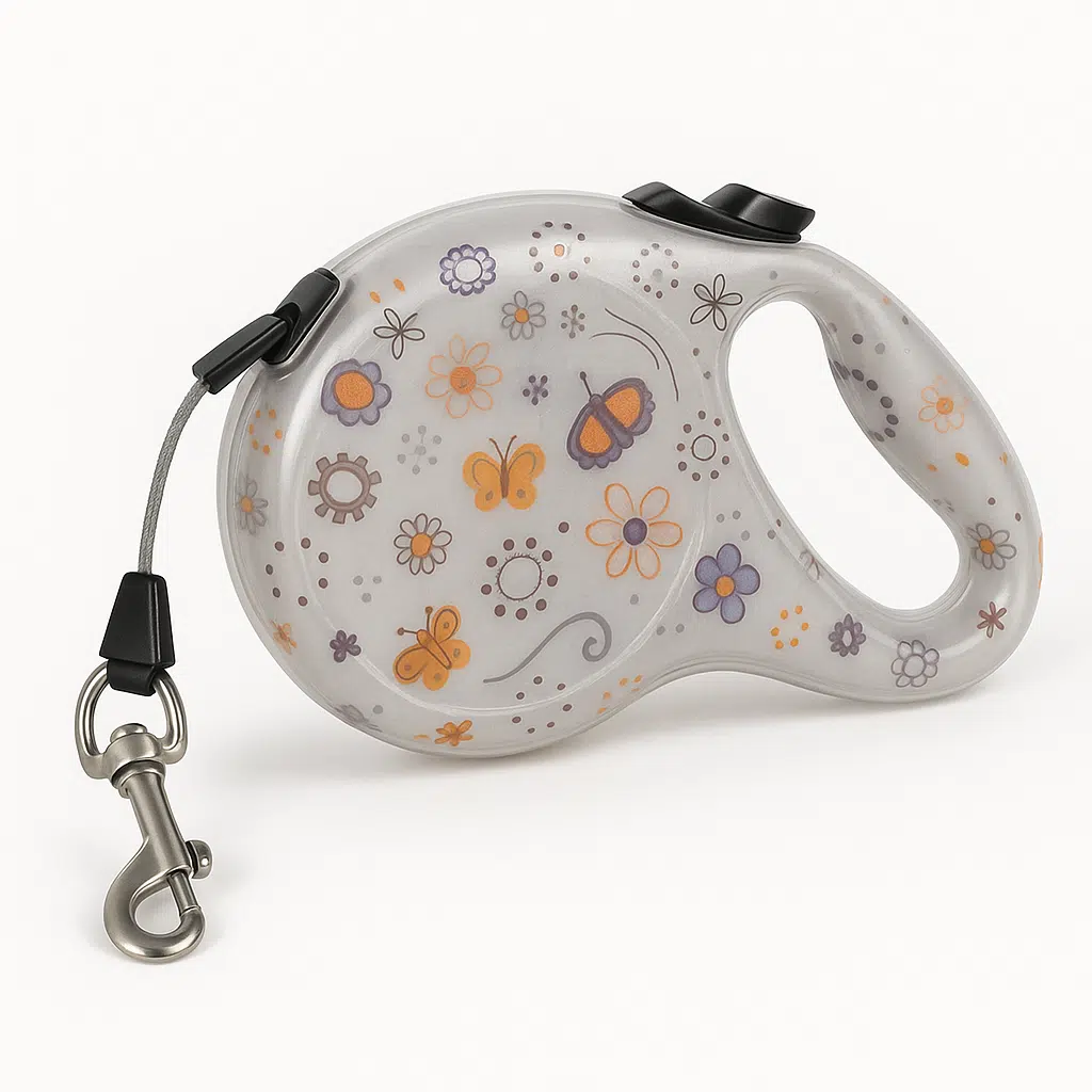 Laisse rétractable motif papillons & fleurs