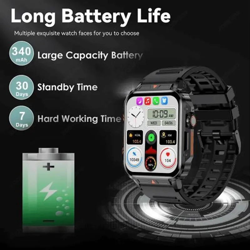 Smart watch étanche IP68 110 mods Sports Assistant dappel Capteur Cardiaque