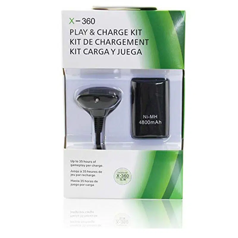 Adaptateur & Batterie Rechargeable Pour Manette X-BOX 360 Noir