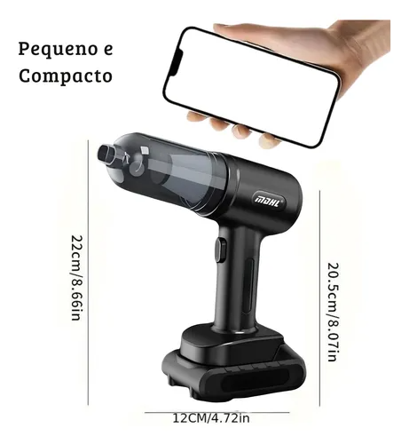 Mini aspirateur de voiture haute puissance 9 000 Pa avec 2 buses daspiration, dépoussiéreur portatif sans fil rechargeable avec bac à poussière visuel pour voiture et bureau.