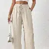 Pantalon Large Femme Effet Lin – Confort & Élégance