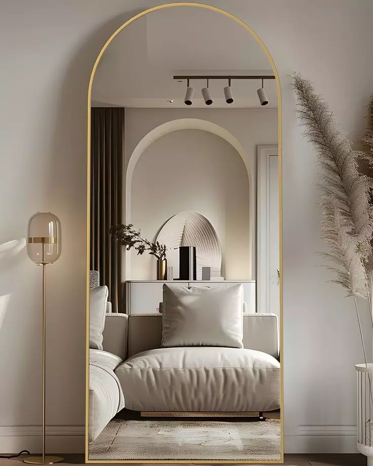 Miroir Arque 170x70 cm – Cadre en Metal Dore (À Poser)