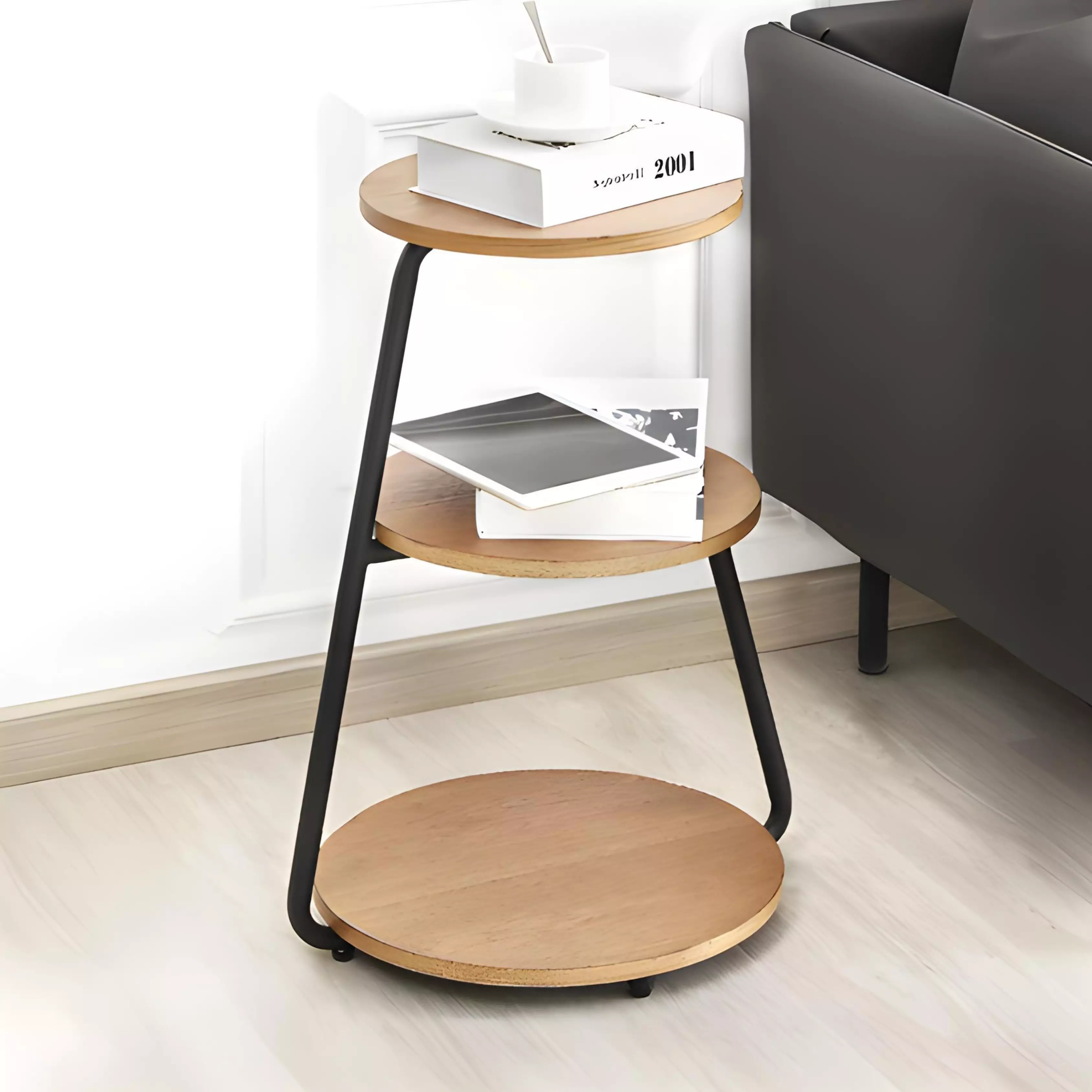 Table d’Appoint 3 Niveaux – Couleur Sonoma