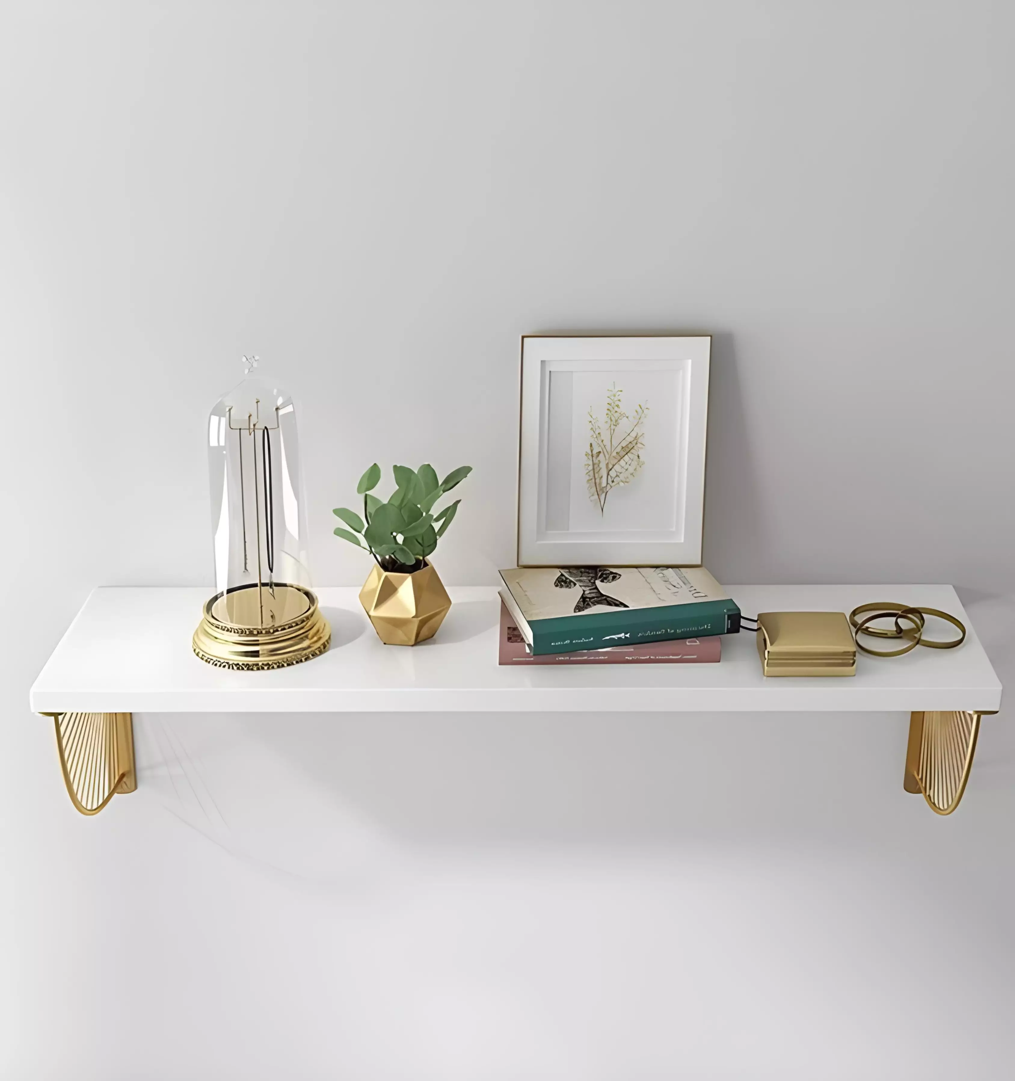 Etagere Murale Elegante Blanc/Dore 70*22cm