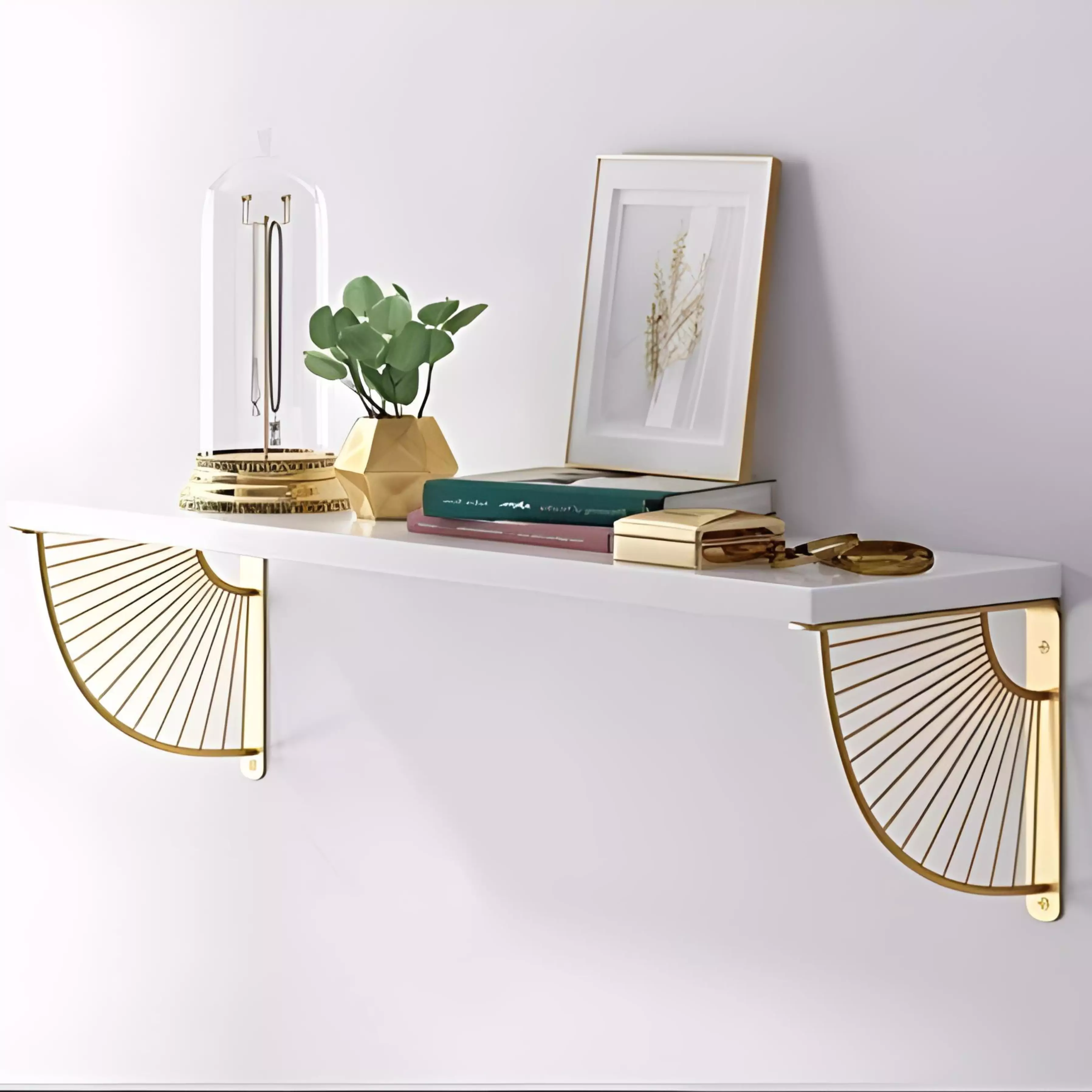 Etagere Murale Elegante Blanc/Dore 70*22cm