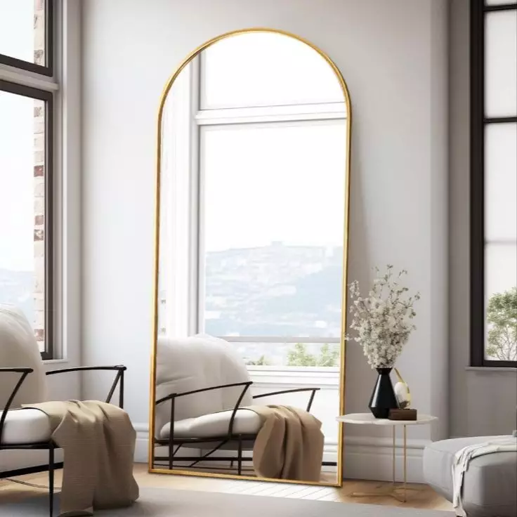 Miroir Arque 170x70 cm – Cadre en Metal Dore (À Poser)