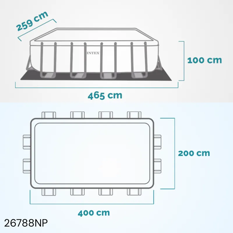 Piscine rectangulaire à cadre  400 cm x 200 cm x 100 cm 26788NP