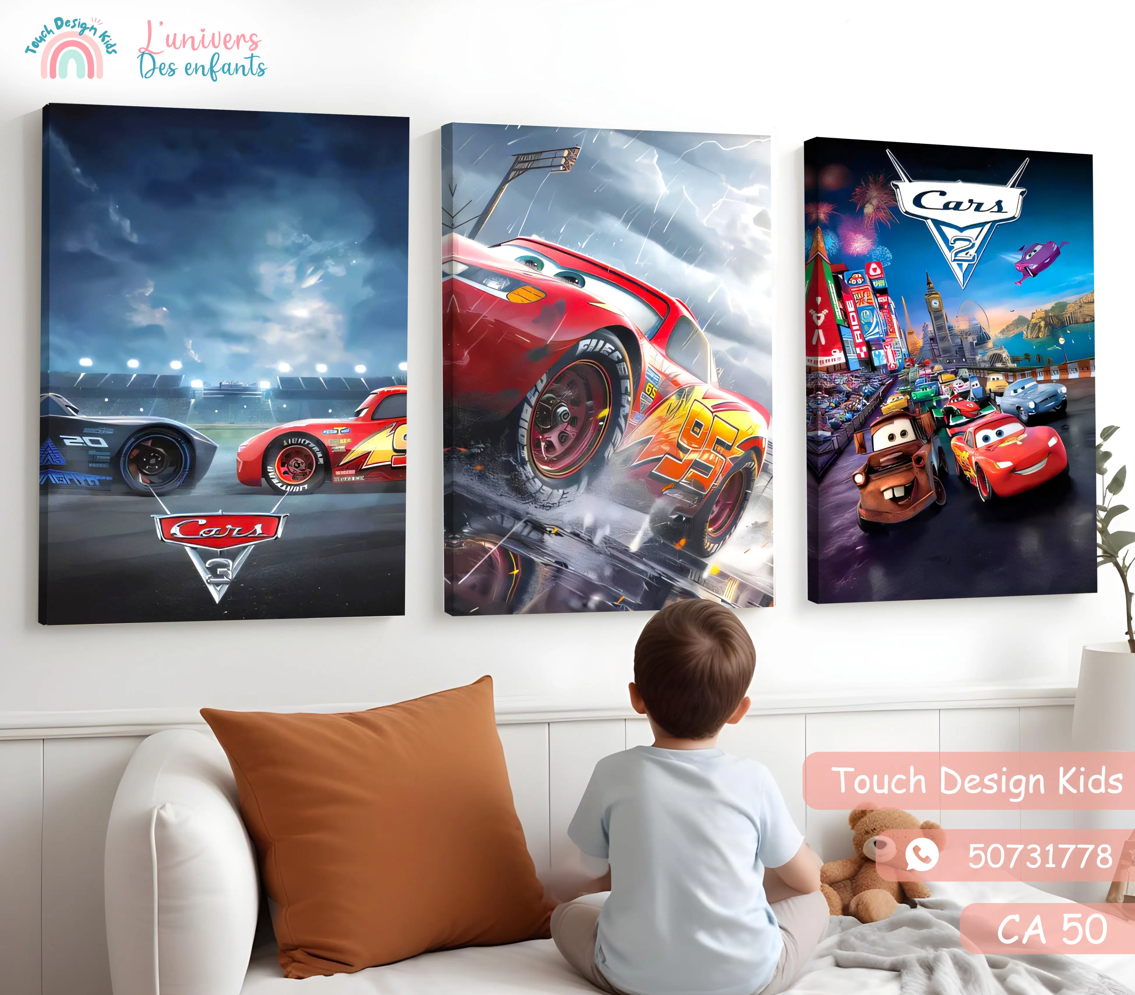 Série de 3 Tableaux en Toile - Cars