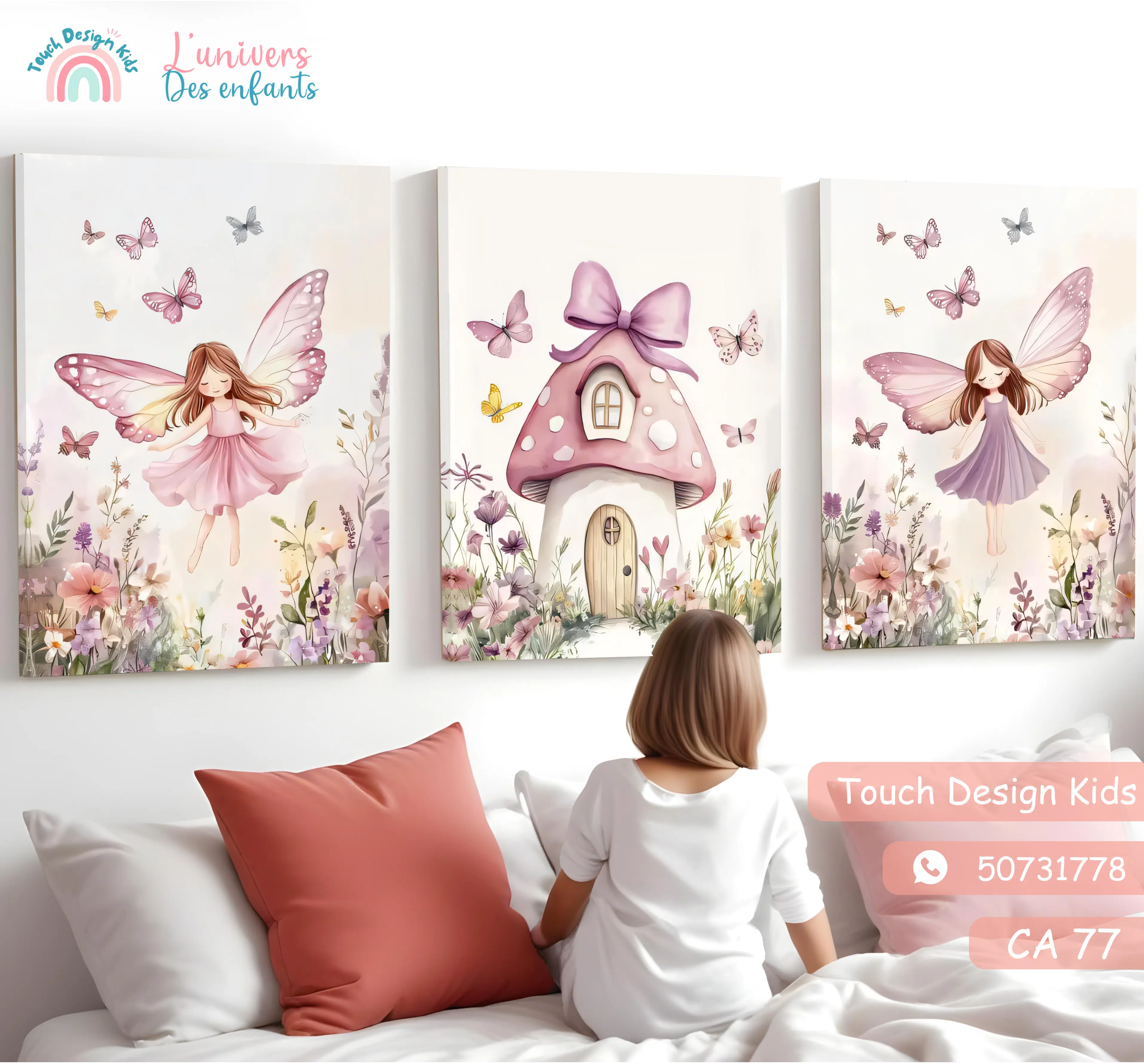 Série de 3 Tableaux en Toile - Violette
