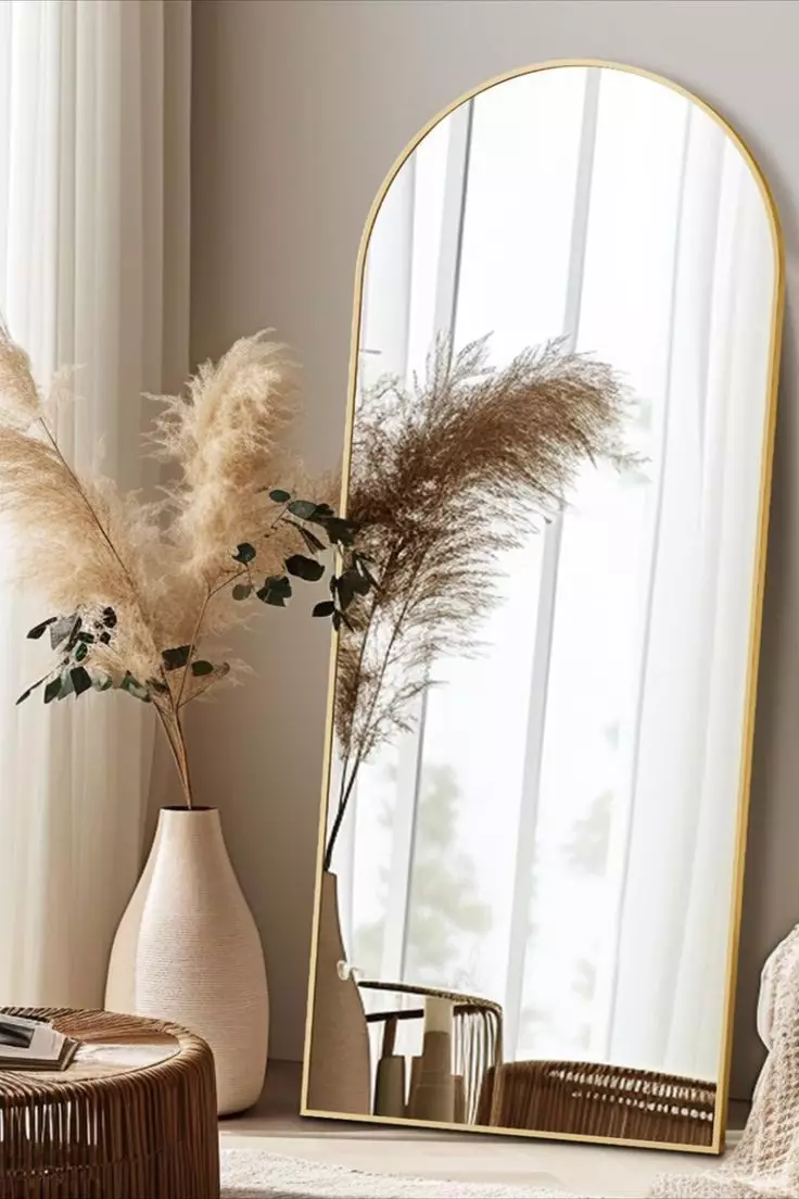 Miroir Arque 170x70 cm – Cadre en Metal Dore (À Poser)