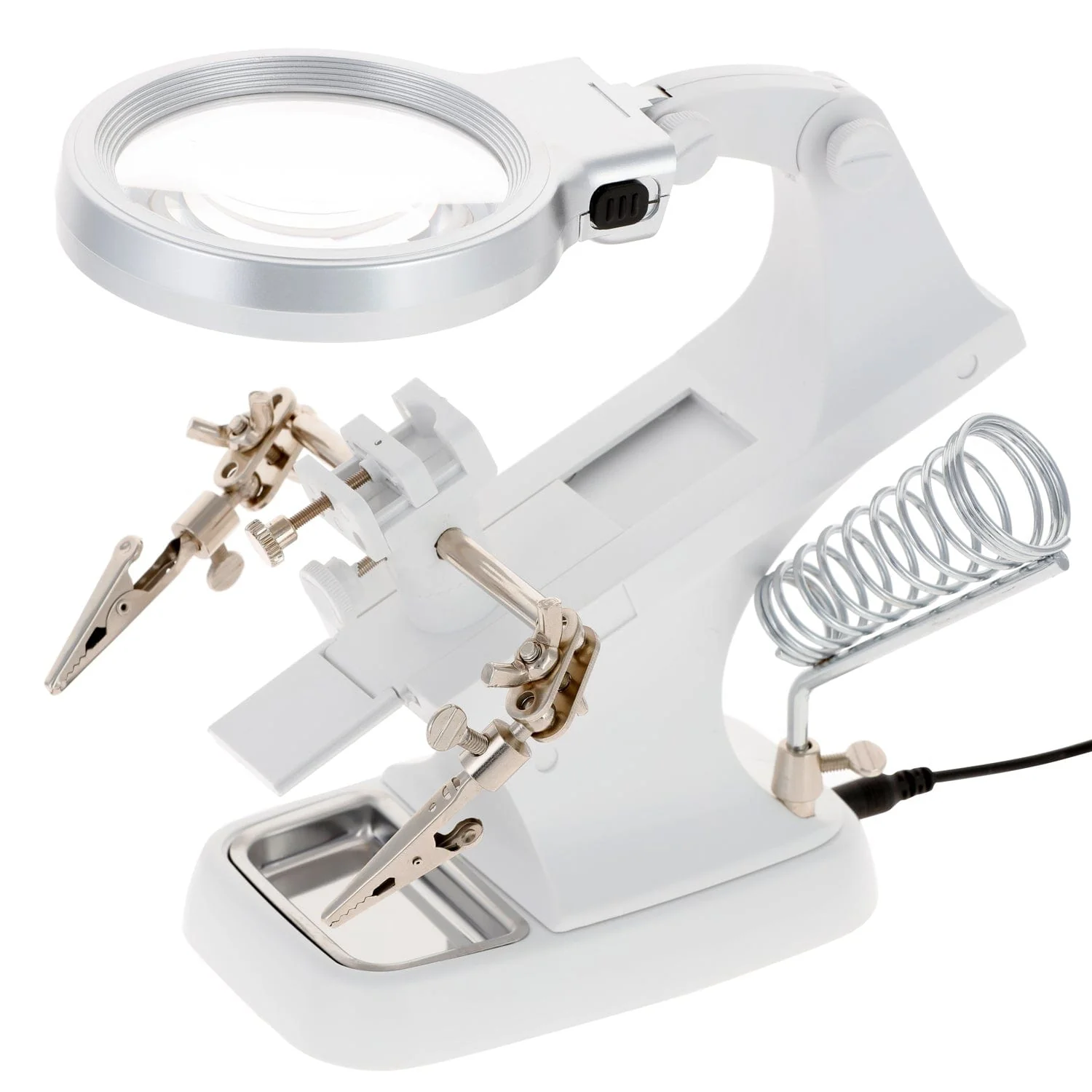 Support de circuit imprimé multifonction AmScope avec loupe 3×/4,5× et éclairage LED