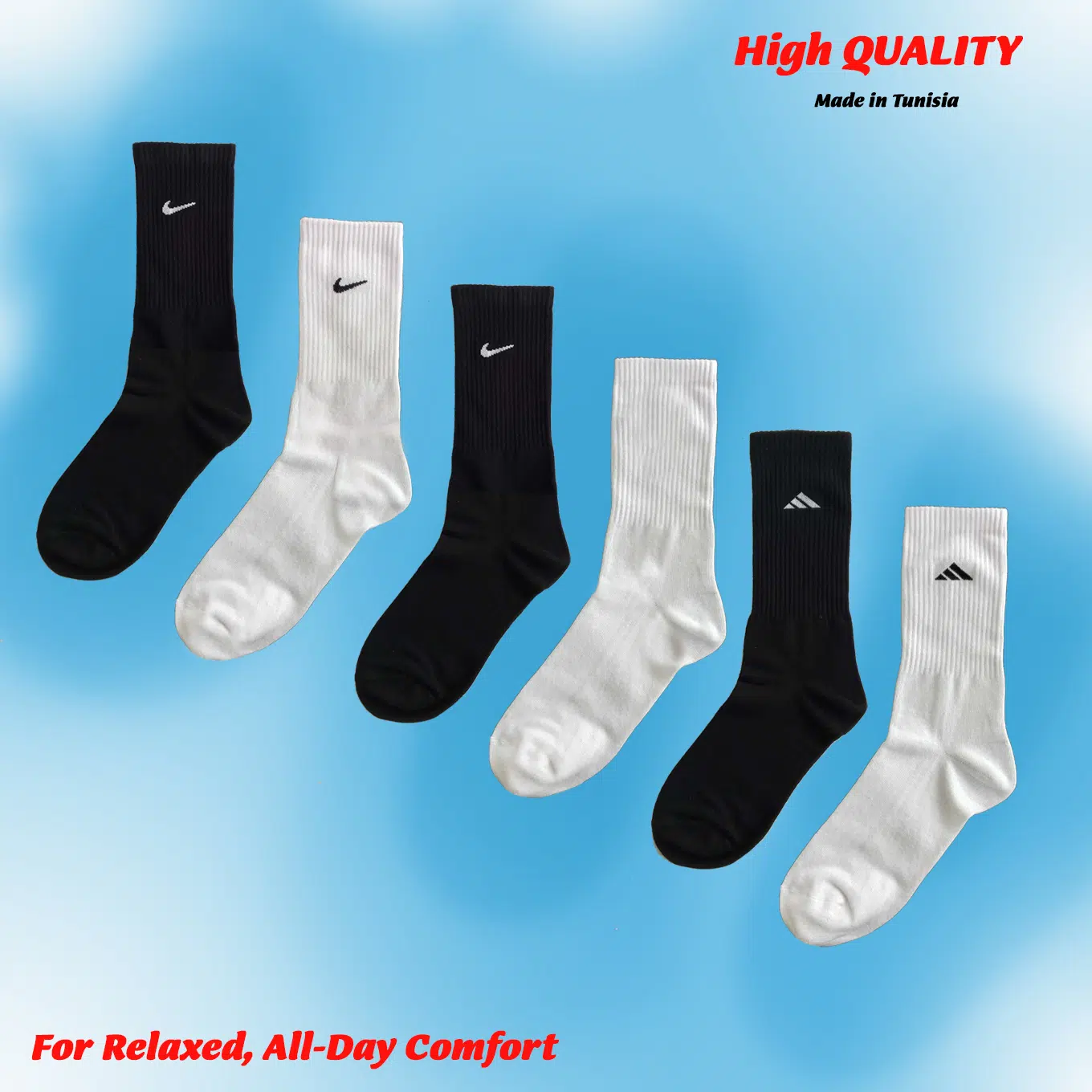 PACK 06 CHAUSSETTES SPORT  EN COTON