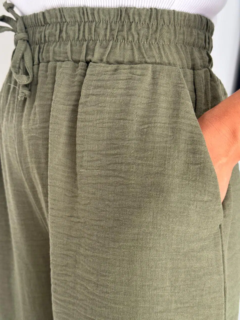 Pantalon Large Femme Effet Lin – Confort & Élégance