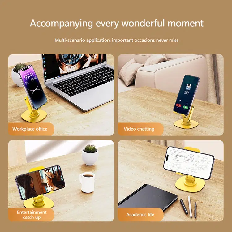 Support Rotatif à 360 Degrés pour Téléphone & Tablette - Jaune -