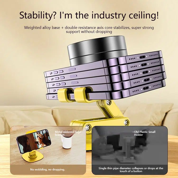 Support Rotatif à 360 Degrés pour Téléphone & Tablette - Jaune -