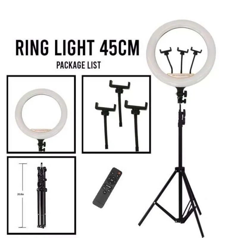 Ring Light Professionnel 18 ( 45 CM ) + Trépied + Télécommande