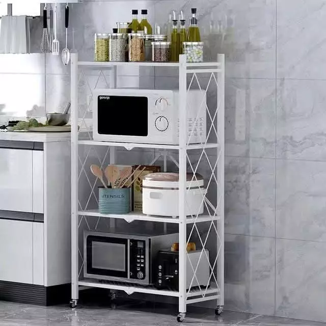 Etagere de Rangement en Metal avec Roues – Blanc