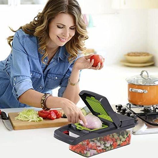 Coupe Légumes Multifonction avec Bac – Mandoline Cuisine 3 en 1 Rapide et Pratique