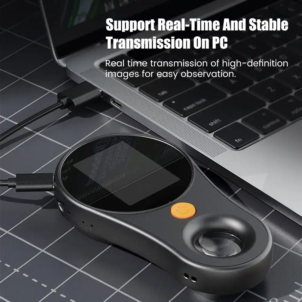 Dermatoscope Numérique Sans Fil 500 × – Analyseur Peau & Cuir Chevelu, Capteur 2 MP, Écran IPS 2″, 8 LED, USB‑C