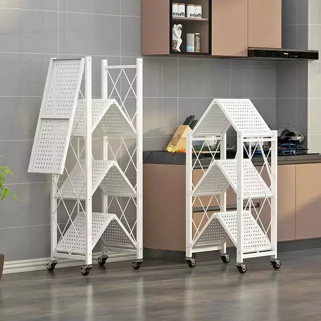 Etagere de Rangement en Metal avec Roues – Blanc