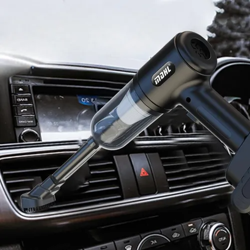 Mini aspirateur de voiture haute puissance 9 000 Pa avec 2 buses daspiration, dépoussiéreur portatif sans fil rechargeable avec bac à poussière visuel pour voiture et bureau.