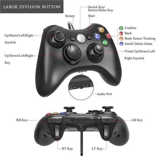 MANETTE FILAIRE XBOX 360 NOIR