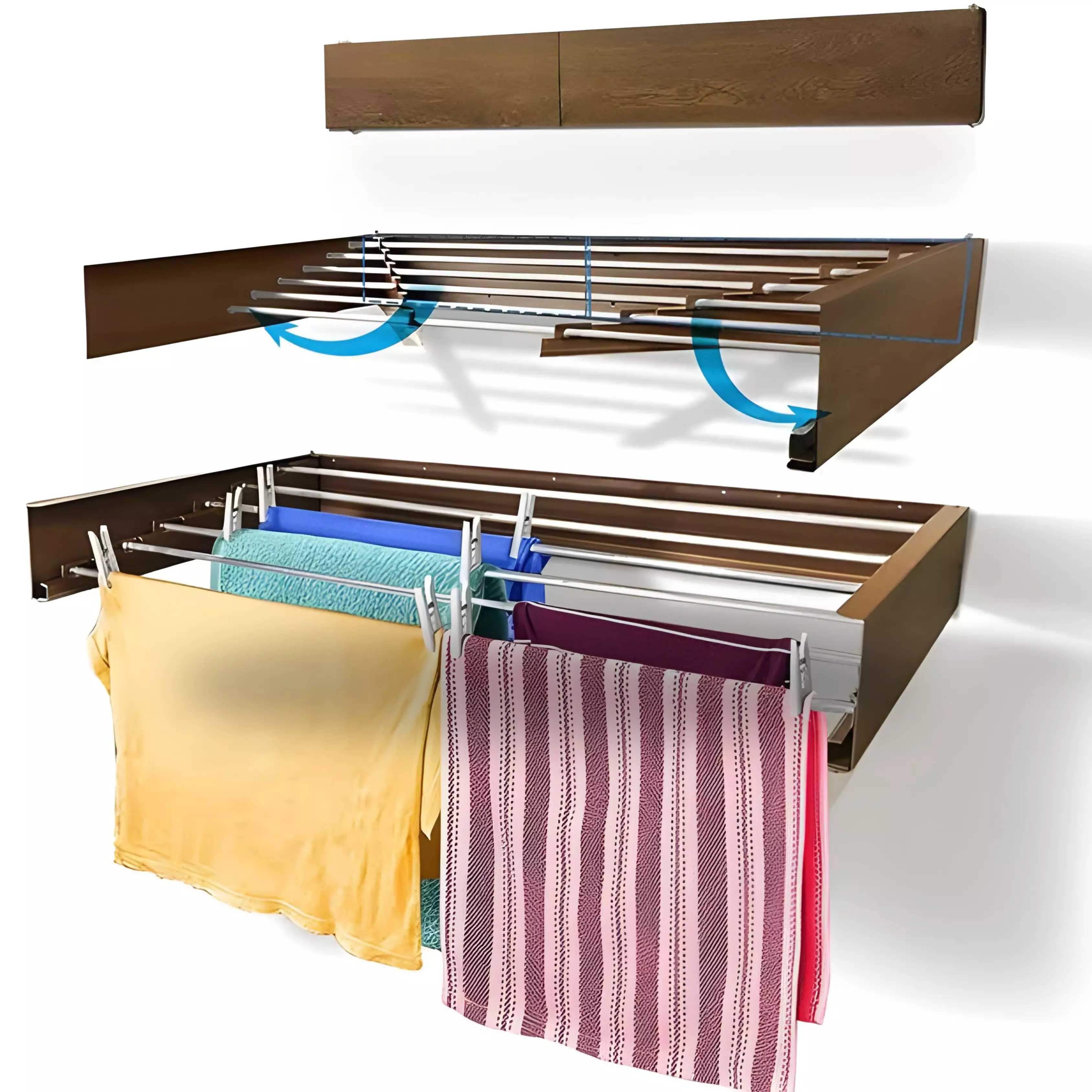 Seche Linge Mural Rabattable Marron Metal & Aluminium