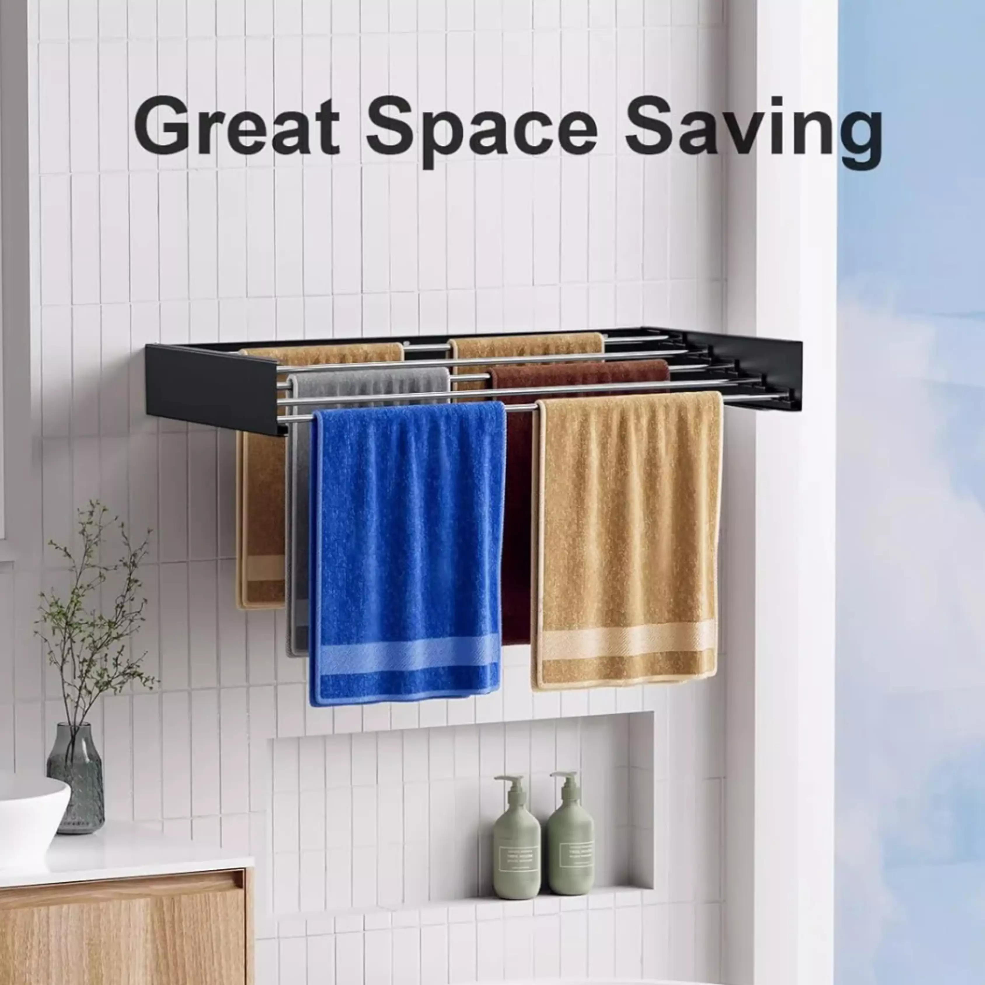 Seche Linge Mural Rabattable Noir Metal & Aluminium