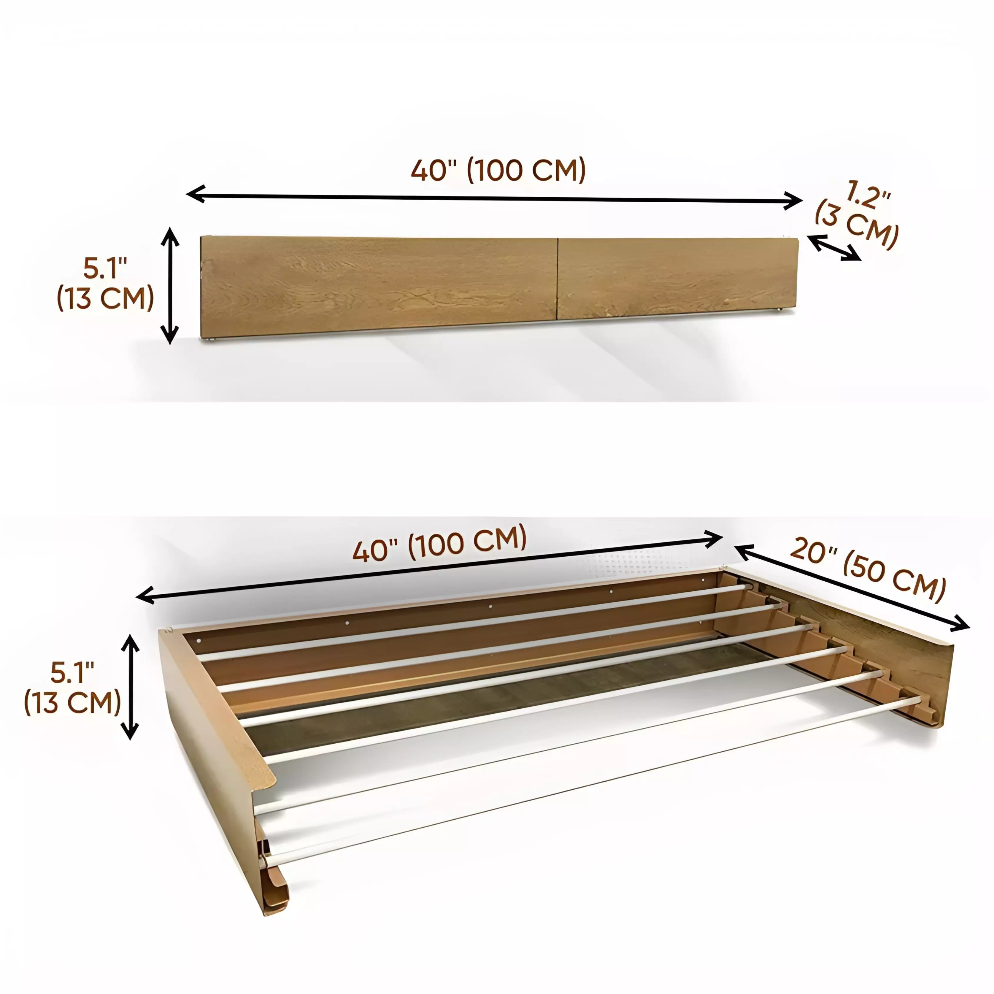 Seche Linge Mural Rabattable Marron Metal & Aluminium