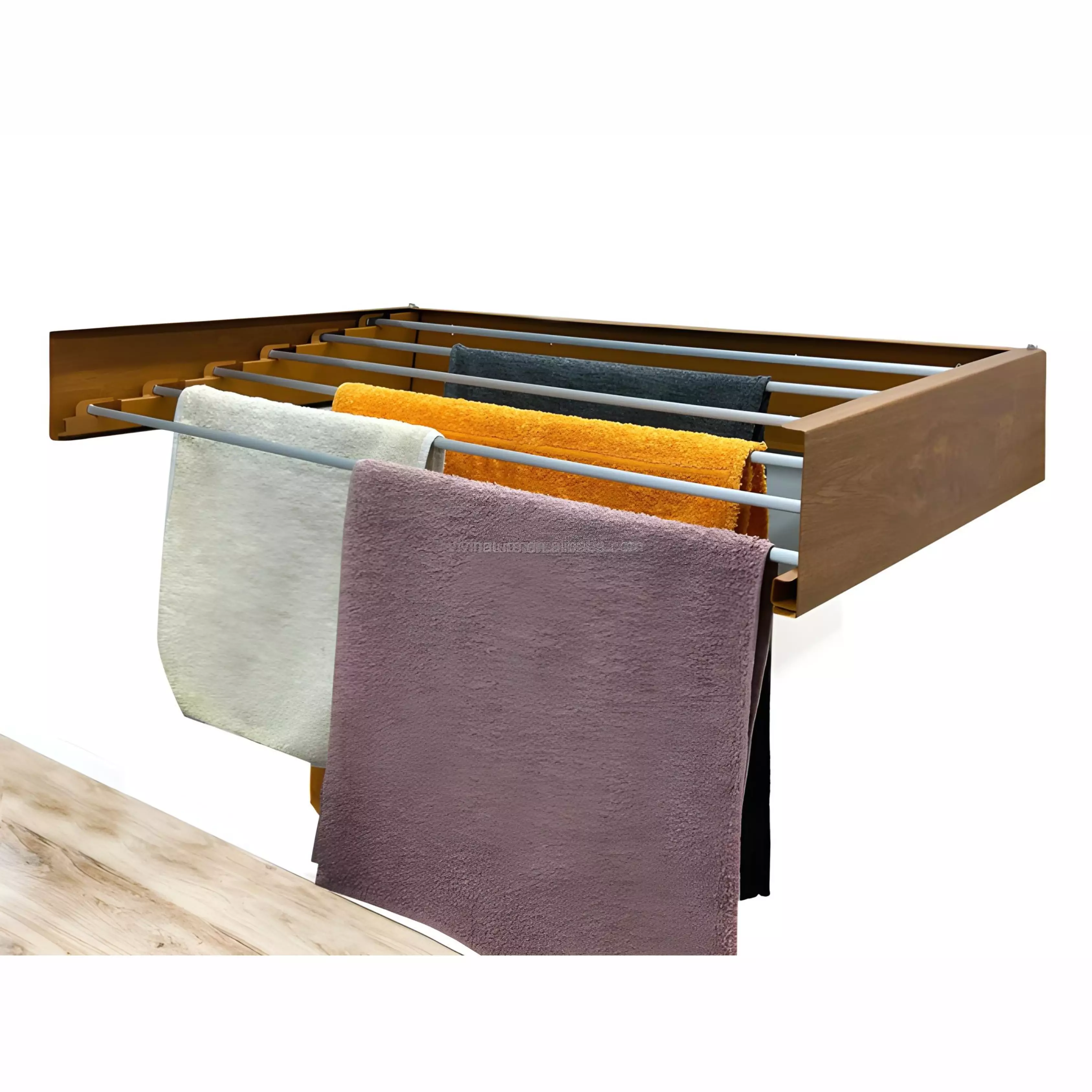 Seche Linge Mural Rabattable Marron Metal & Aluminium