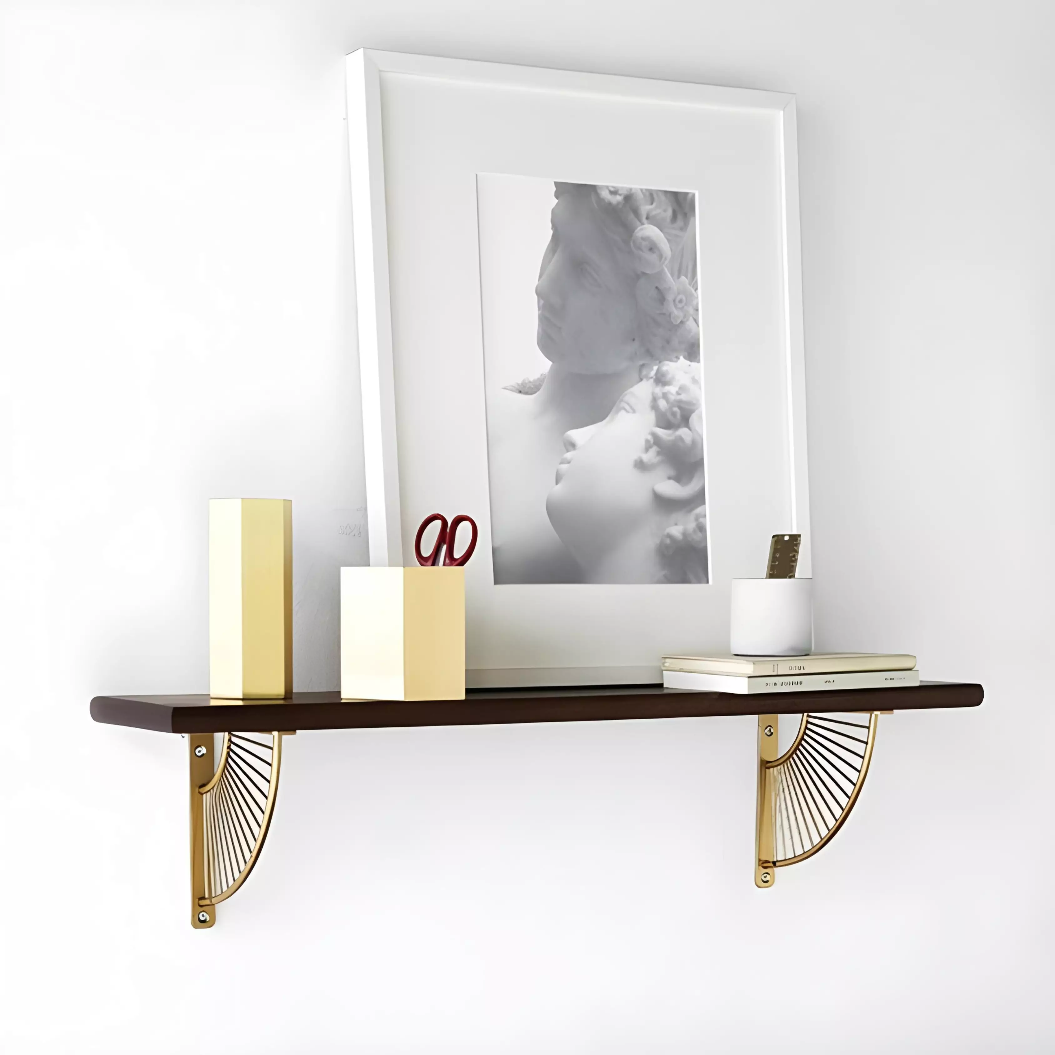 Etagere Murale Elegante Marron/Dore 70*22cm