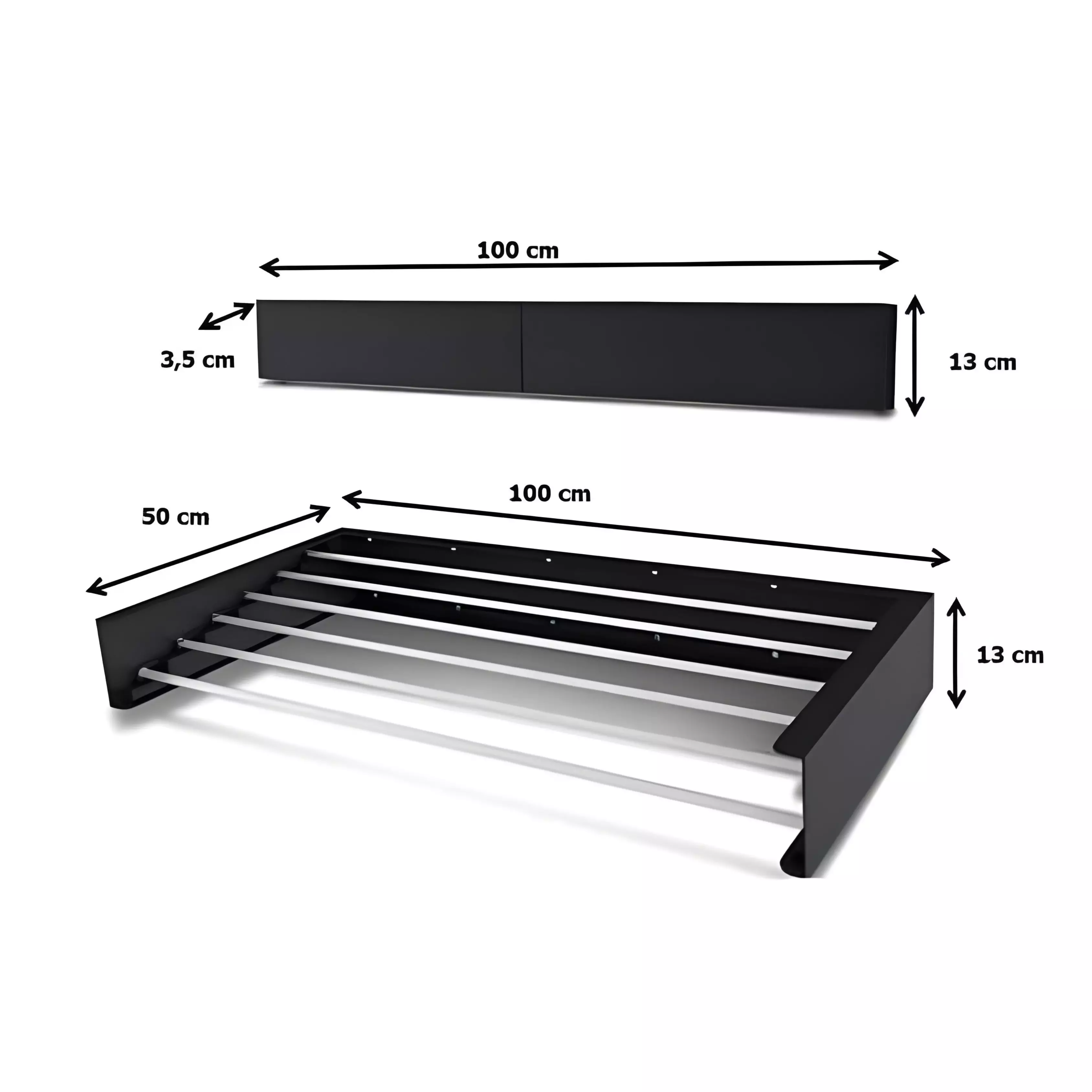 Seche Linge Mural Rabattable Noir Metal & Aluminium