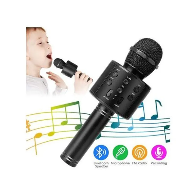 Microphone Karaoké - Micro-sd - Bluetooth Noir